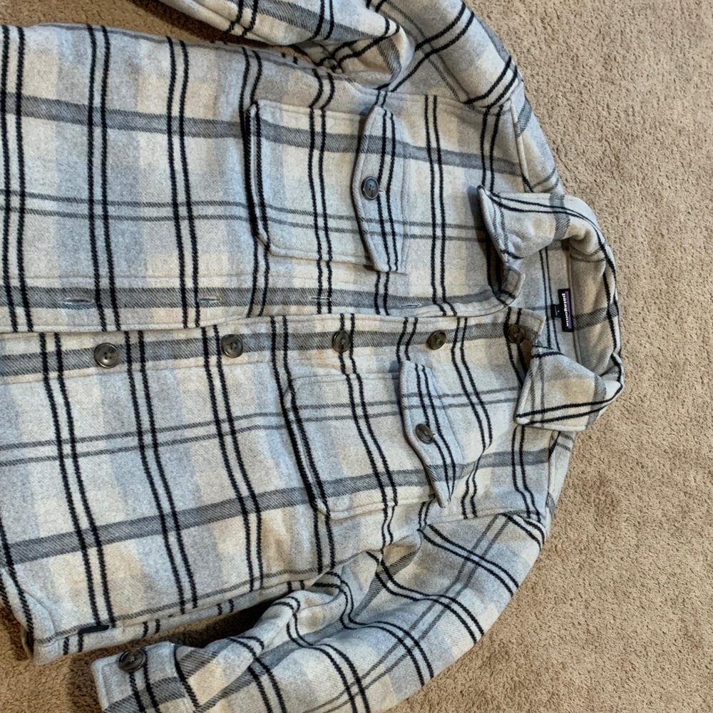 Patagonia Gray Plaid Shirt Jacket